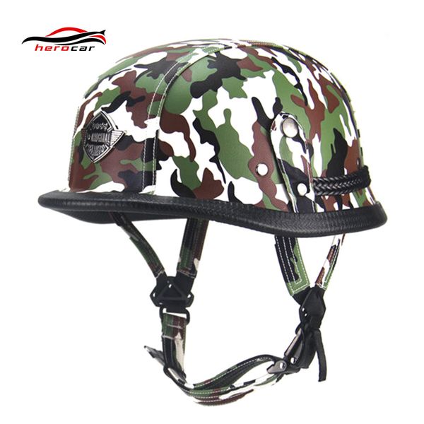 

new motorcycle helmet cruiser chopper cafe racer casco moto helmet german retro vintage style camouflage open face half