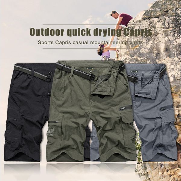 

2019 men quick dry hiking shorts outdoor waterproof trekking fishing sports shorts x85, White;black