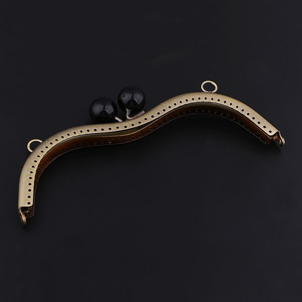 

1pc metal frame for purse bag sewing bronze tone with pearl ball clasp 19cm, Black