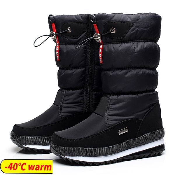 

women snow boots platform winter boots thick plush waterproof non-slip boots fashion women winter shoes warm fur botas mujer mx200324, Black