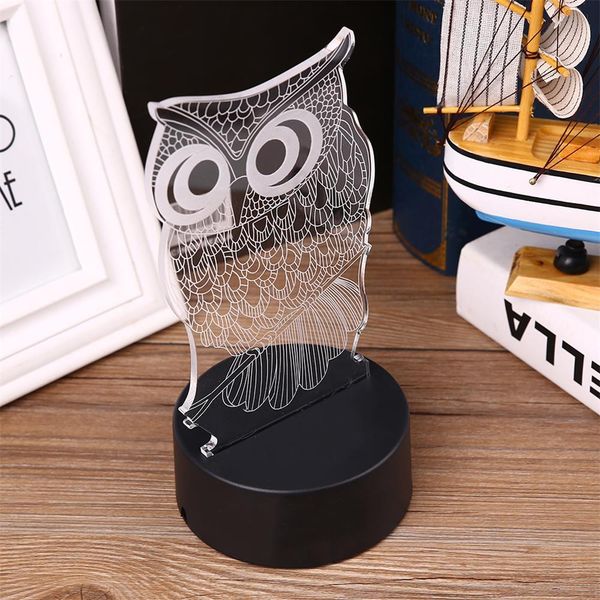

cute 3d owl shape led colorful usb touch night light bedside table lamp gifts