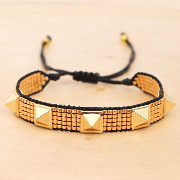 

go2boho rivet браслеты для женщин miyuki браслет мужчины золото pulseras mujer moda 2019 armband ювелирные изделия ручной работы миюки оптом, Golden;silver