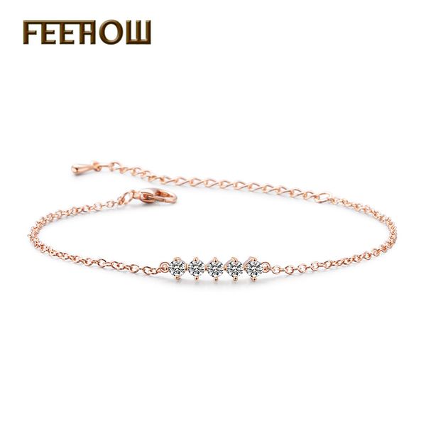 

feehow +cubic zircon fashion chain link bracelets for women girl rose gold color party fift jewelry accessories zb018, Black