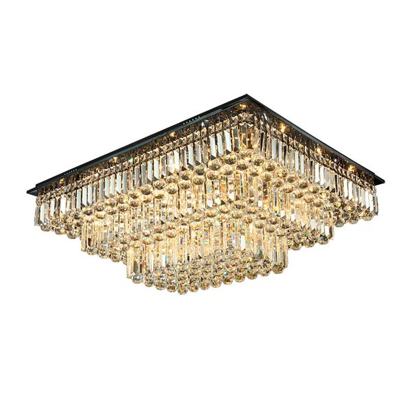 New Design Dimmable Rectangle Crystal Ceiling Chandelier Lighting Modern Luxury Flush Mount Chandeliers Lights For Living Room Bedroom Decor Dining