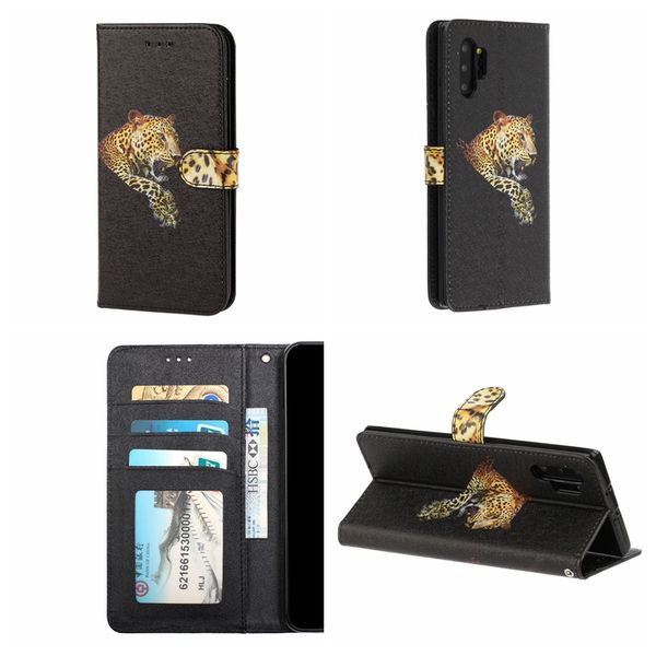 

Leopard кожаный бумажник чехол для Galaxy Note 10 S10 S10e A70 A50 A30 A40 A10 Шелковый Grain Bee Panda Tiger цвет