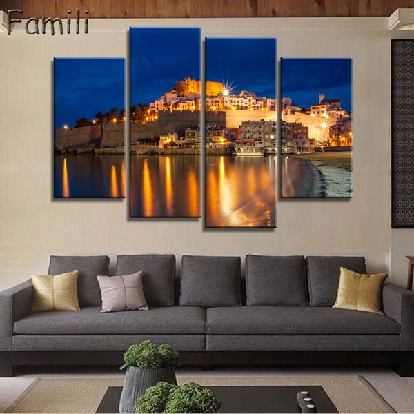 

2019 unframed fashion 4pcs house modern wall art hd picture canvas print canvas painting for living room picture