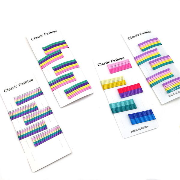 

40 pcs candy solid rainbow color 2.3'' girls' barrettes hair clips grips side hairpins kids hair accessories, Golden;white