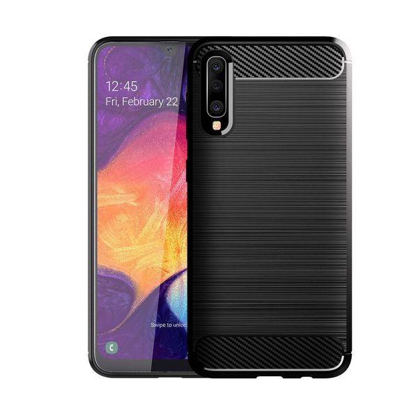 Fibra de Carbono textura à prova de choque Protecção TPU processo de silicone para Samsung Galaxy A10 A10S A10E A20 A20S A20E A30 A50 A50S A30S A70 A90