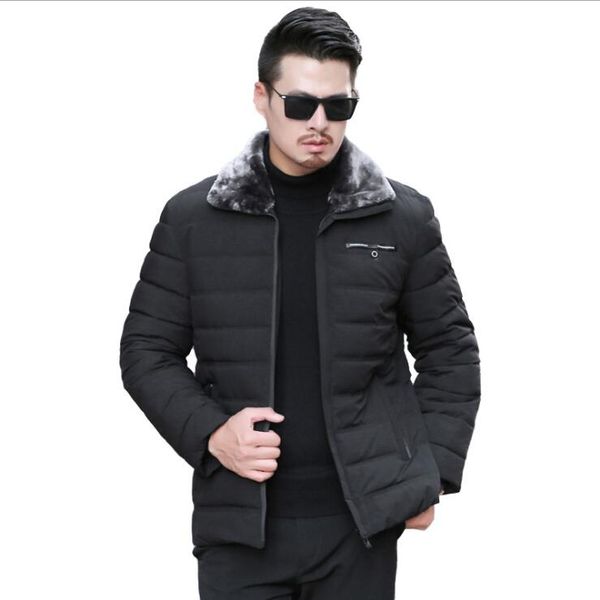 

new men's thick winter coat fashion casual slim fur parkas v0418-006, Tan;black