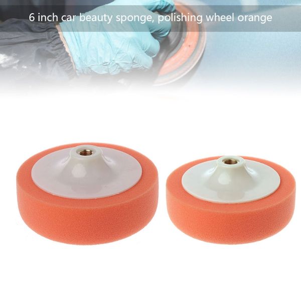 

new 1 pc 6 inch 15cm auto car polishing buffing polishing pad sponge wheel waxing orange high quality