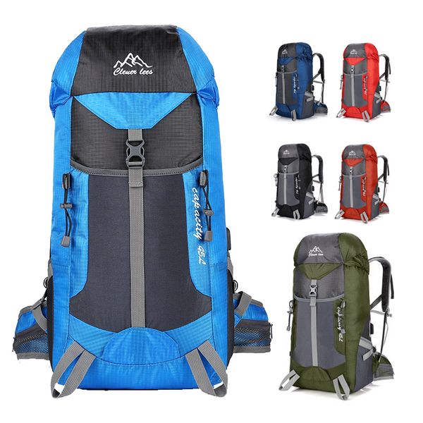 

45l climbing backpack with charging port waterproof outdoor travel bag sport gym bags camping hiking backpack for men/women