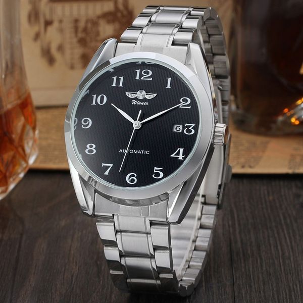 

winner brand men's watch fashion classic mechanical hand-wind watch roman numbers clock, Slivery;brown