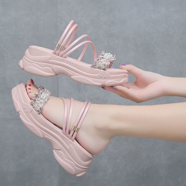 

shoes slippers women summer slides pantofle platform med flat 2020 soft pu scandals basic fashion shoes, Black