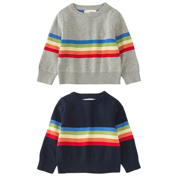 

autumn children kids baby sweater boys girls casual knit round neck pullover color stripe bottoming shirt winter new, Blue
