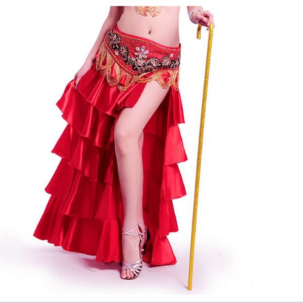 

new bellydancing skirts belly dance skirt costume training dress or performance -6018, Black;red