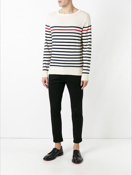 

L920 Autumn Winter Men Fashion Long Sleeve Knitwear The Stripe Couple Sweaters Loose Pullover Designer Sweaters New Black Sweaters Male