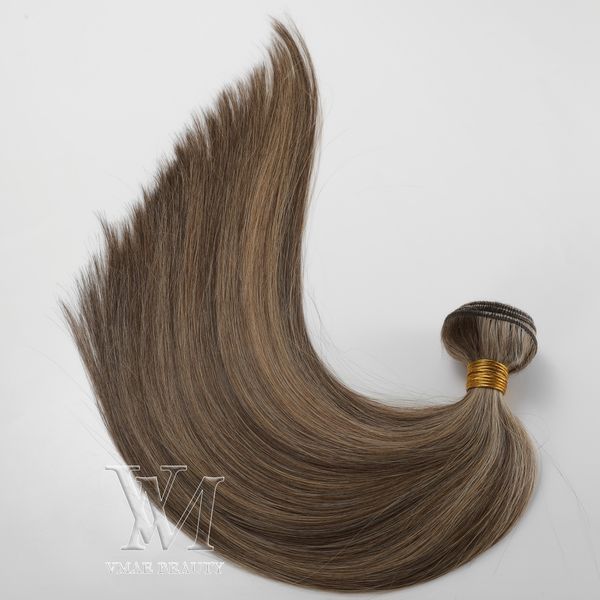

vmae double drawn 3 bundles/lot piano color #4 #14 weft hair weft silk straight soft virgin remy human hair extension, Black