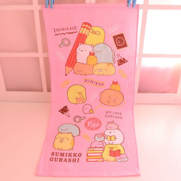 

ivyye 75x34cm pink sumikko gurashi anime bath towels cotton handkerchief soft face towel cartoon washcloth baby child