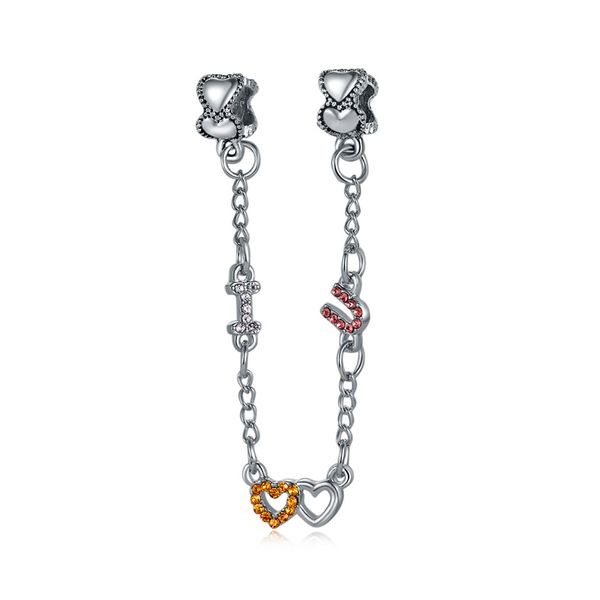 

long statement letters hearts crystal safety chain beads fit original bracelets & bangles for women party diy jewelry