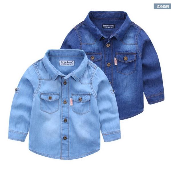 

2019 new children's clothing boy spring cowboy long-sleeved shirt children's baby wild cowboy long sleeve shirt, White;black