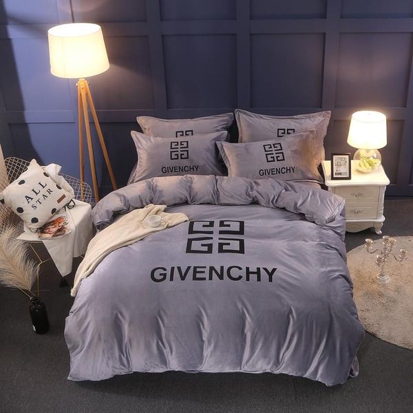 Letter Rose Red Winter Bedding Suit Nordic Boutique Fleece Fabric