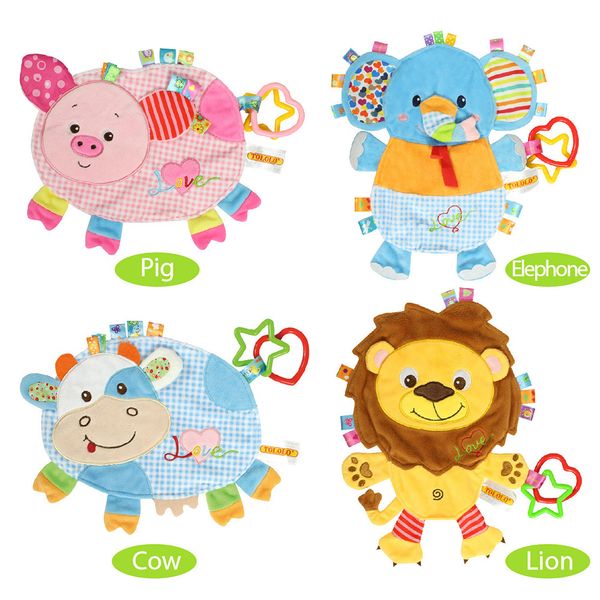 

детские куклы плюша умиротворить полотенце мягкие крупный рогатый скот свиньи лев слон игрушки infant кукольный с резиновым кольцом игрушка