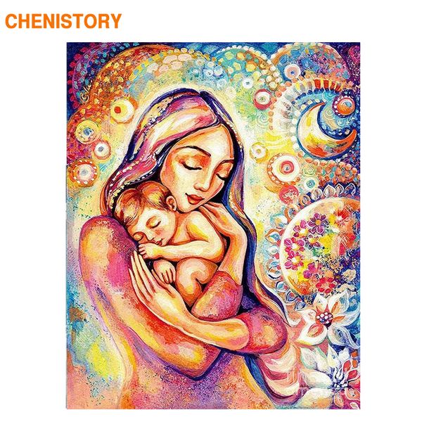 

chenistory framed mother love diy painting by numbers modern wall art picture acrylic paint on canvas for home decors artwork