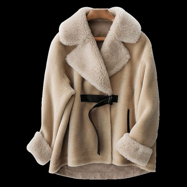 

real шуба sheep барашек меховые осень зима куртка одежда женщин 2018 корейский vintage короткие шерстяное пальто abrigo mujer zt1433, Black
