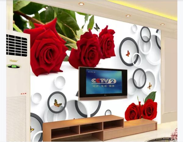 

3d custom wall papers home decor p wallpaper fashion rose 3d ring living room tv background mural wallpaper for walls 3d