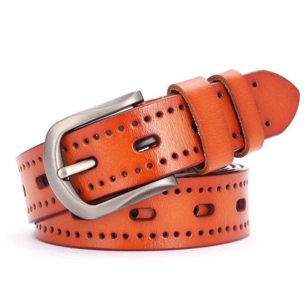 

hollow out leather belt for women fashion women leather belt for jeans pants dresses black ladies waist with pin buckle, Black;brown