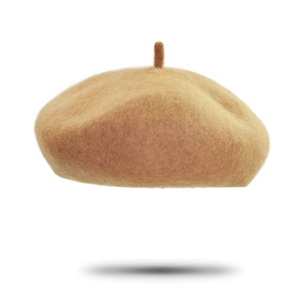 

lady girl solid color rabbit fur wool blending beret hat bud literary retro light board minimalist painter cap, Blue;gray