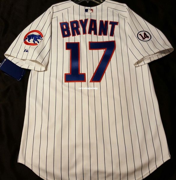 

majestic chicago #17 pinstripe, bryant on field jersey mens stitched wholesale big and tall size xs-6xl baseball jerseys, Black;blue