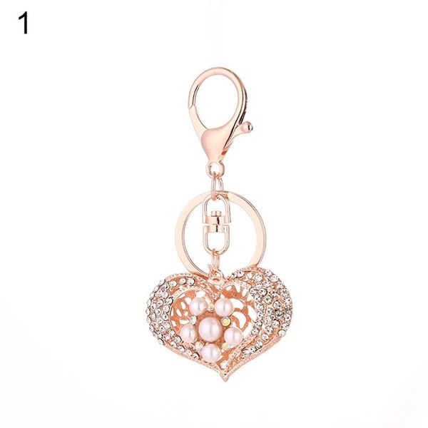 

Hollow Crown Heart Rhinestone Keychain Purse Backpack Key Ring Women Ornament