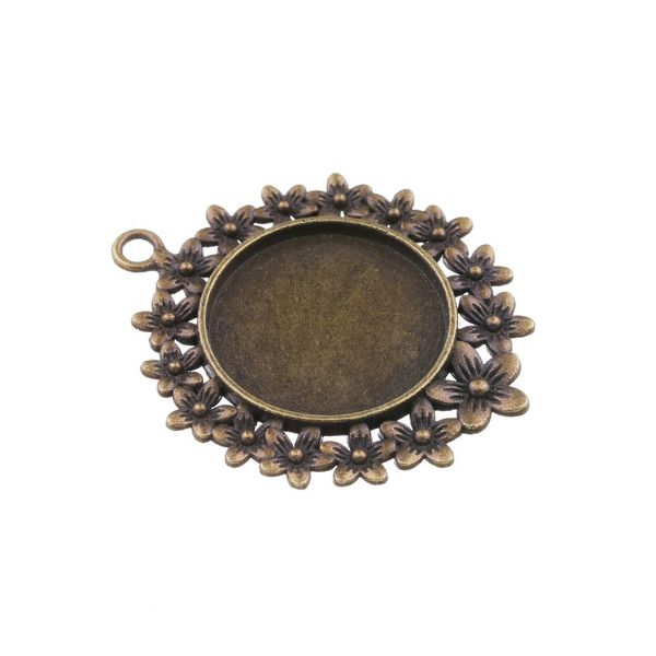 

10 per pack jewelry making supplies zinc alloy jewelry diy round hollow backing fitting material pendant backing charm, Blue;slivery