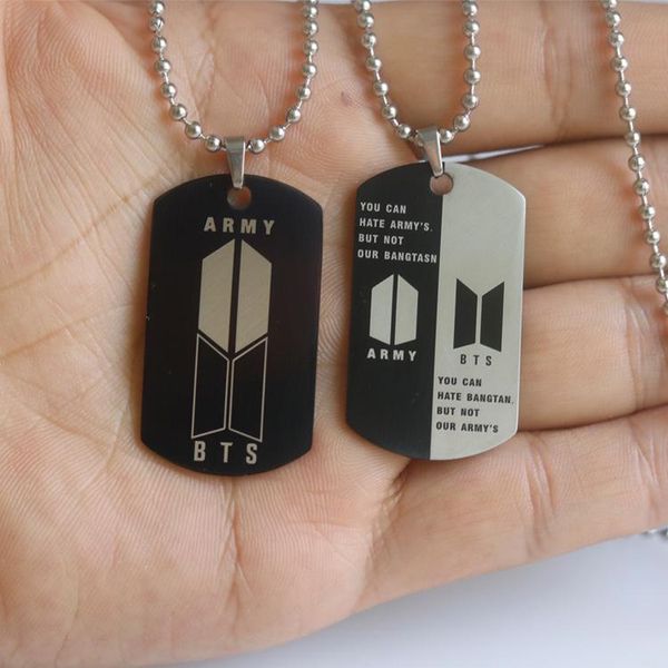 

star bts letter sign necklace tag bulletproof boys pendant stainless steel tags necklaces, Silver