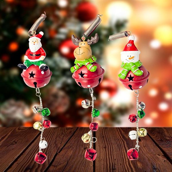 

2020 new christmas decoration iron art christmas bells pendant cartoon santa snowman tree string charm pendant