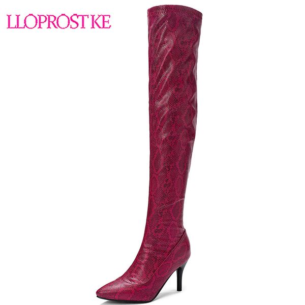 

lloprost ke new shoes women boots snake high heel over the knee boots female autumn winter lady shoes thigh high h545, Black