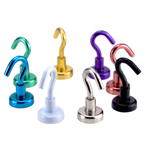 

lasperal 8pcs/lot steel magnet household color magnetic hook metal plating hook 8 color to choose home storage