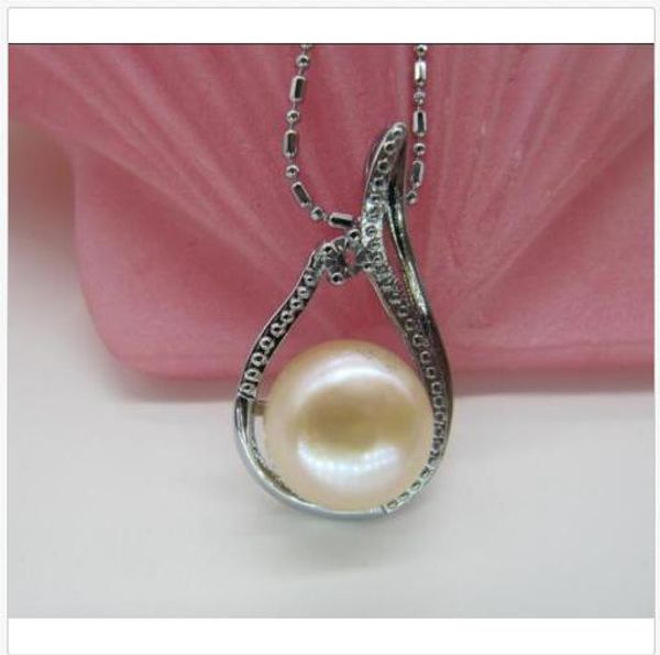 

real beautiful aaa12-13 mm natural south sea pink pearl pendant 17-18, Silver
