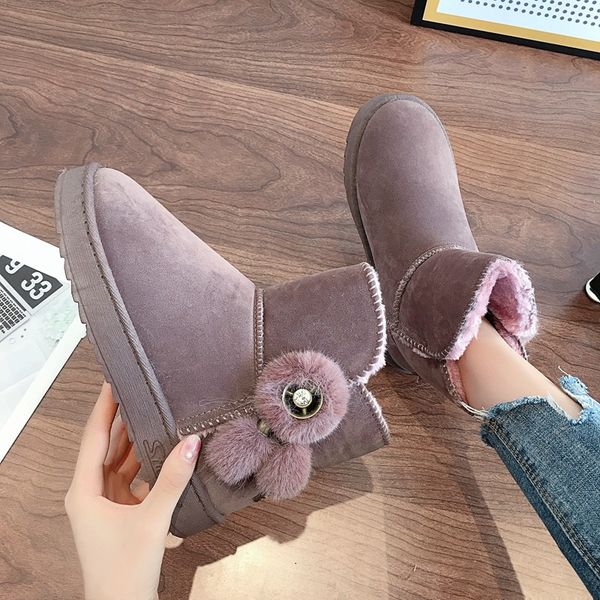 

snow boots for women boots-women brand women's shoes lace up crystal booties ladies winter footwear round toe low heels booties, Black