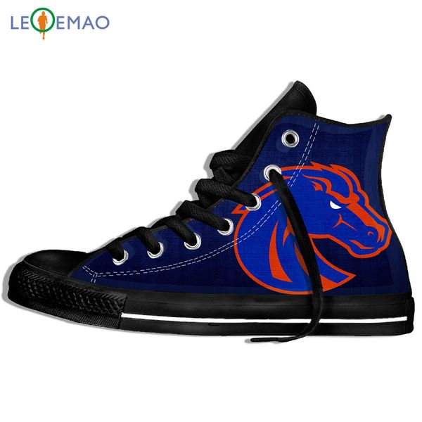 

custom logo image printing sneakers shoes boise state broncos canvas breathable walking flat zapatos de mujer outdoor, Black