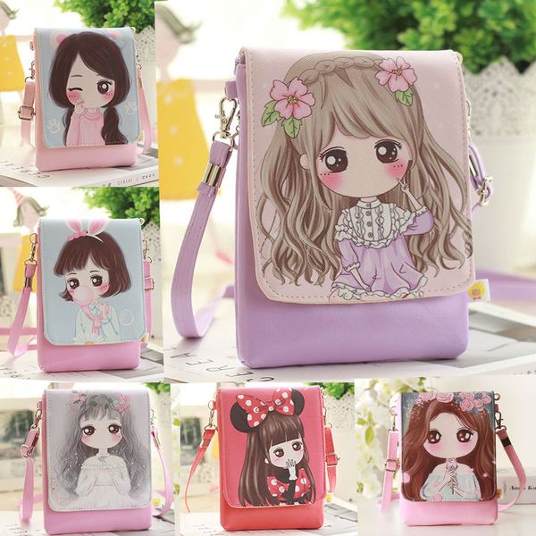 

fashion woman mini phone bag female crossbody bag children girls cute cartoon printing flap casual small messenger bags