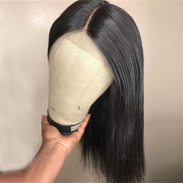 

brazilian wig 4*4 straight lace closure wig full lace front human hair wigs pre-plucked with baby hair remy lace wig, Black;brown