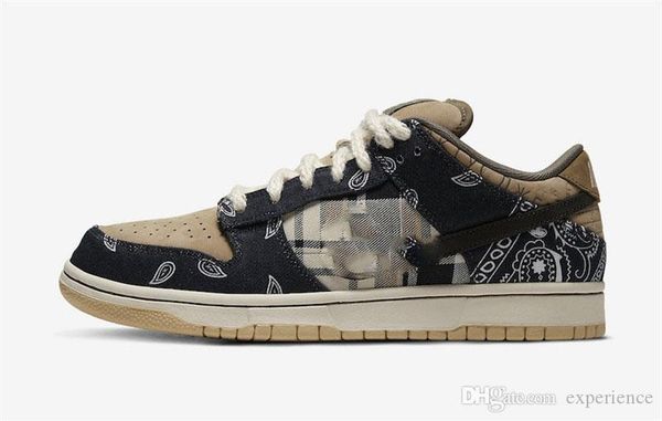 

authentic sb dunk low travis scott regular box cactus jack black parachute beige petra brown ct5053-001 men running shoes sneakers