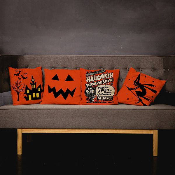 

trick or treat/pumpkin cushion cover 45*45cm happy halloween throw pillow cover happy fall y'all ghosts horror pillowcase 2019