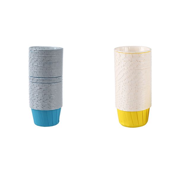 

promotion 100 pcs paper baking cup cake cupcake cases liners muffin dessert wedding party, 50 pcs yellow & 50 blue