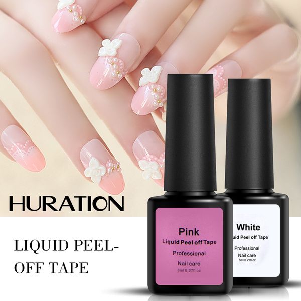

huration peel off pink white liquid cuticle nail art defender finger skin glue nail edge cuticle tape easy edge coat protection, Red;pink
