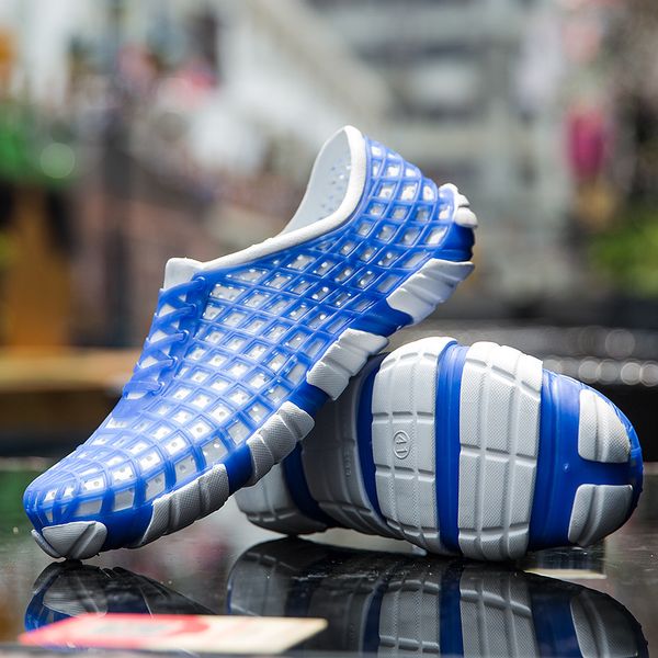 

men summer shoes sandals men's holes sandals hollow breathable flip flops shoes fashion outdoor beach slippers, Black