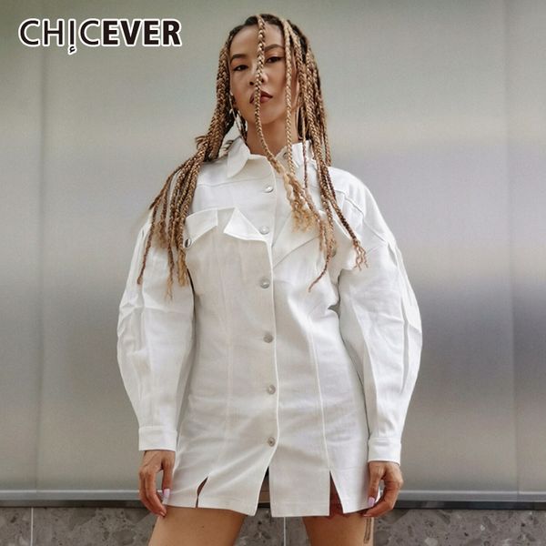 

chicever heavy patchwork womens jacket lapel collar lantern side split loose long coat autumn fashion new clothing 2019, Black;brown