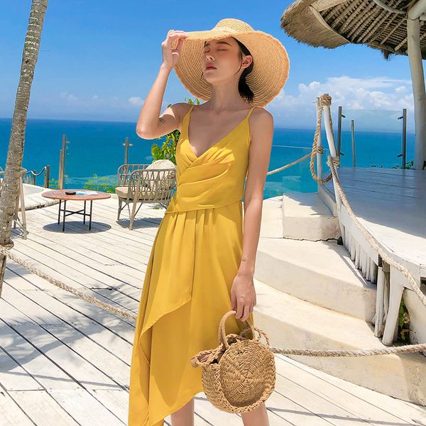 

casual dresses women's dress 2021 spring and summer temperament straps v-neck slim ginger lady backless women, Black;gray